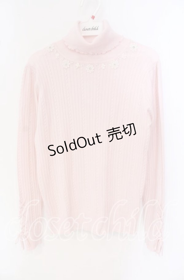 画像1: 【SALE】LODISPOTTO / レースアップタートルニットトップス M ピンク O-25-09-27-072-LO-TO-OW-ZT362 (1)