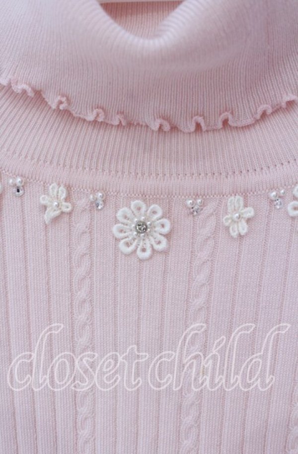 画像2: LODISPOTTO / レースアップタートルニットトップス M ピンク O-25-09-27-072-LO-TO-OW-ZT362 (2)