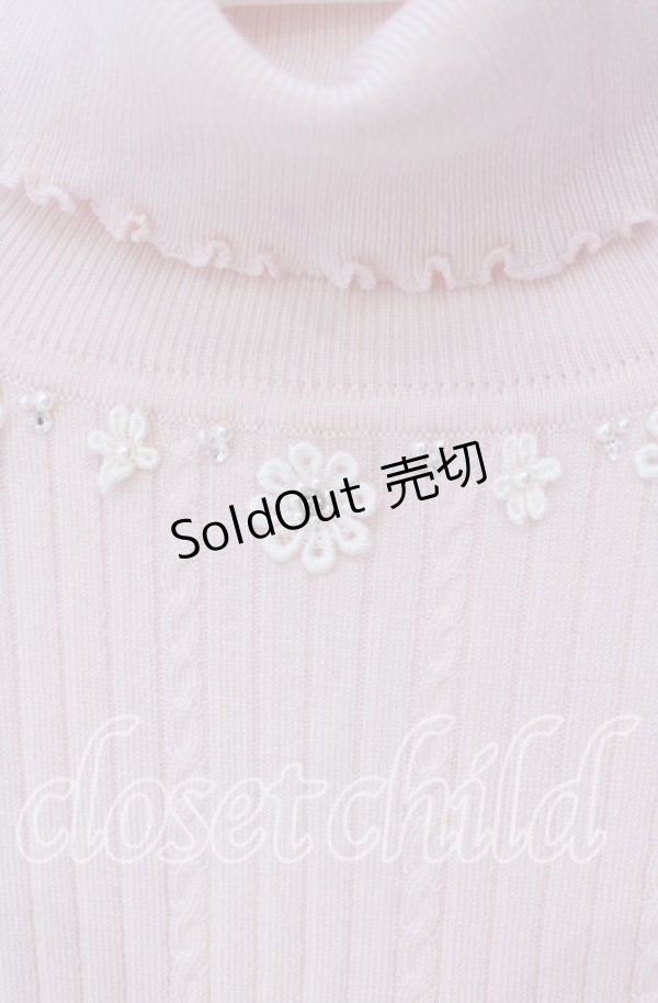 画像2: 【SALE】LODISPOTTO / レースアップタートルニットトップス M ピンク O-25-09-27-072-LO-TO-OW-ZT362 (2)