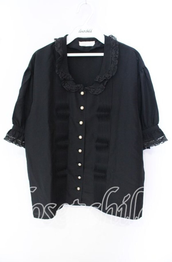 画像1: PINK HOUSE / タック使い丸襟ブラウス  クロ O-25-09-27-078-LO-BL-OW-OS (1)