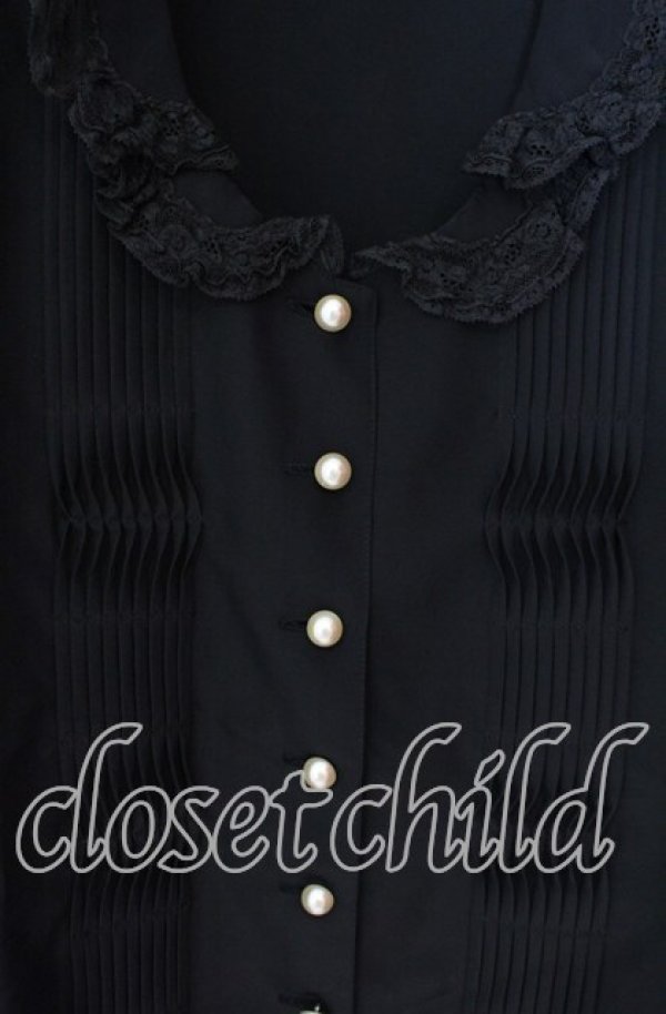 画像2: PINK HOUSE / タック使い丸襟ブラウス  クロ O-25-09-27-078-LO-BL-OW-OS (2)