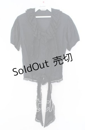 画像: INGEBORG / リボン使いパフ袖ブラウス  緑寄りクロ O-25-09-27-079-LO-BL-OW-OS