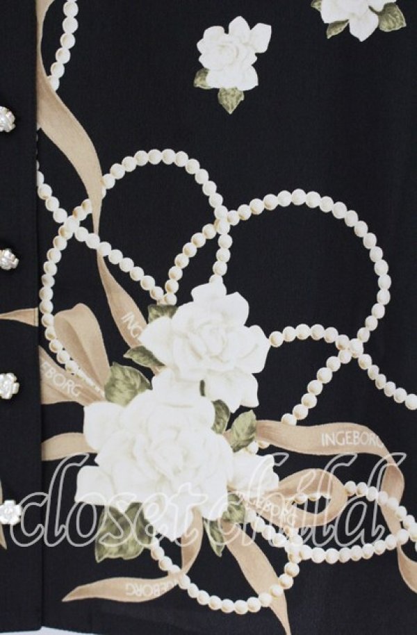 画像2: INGEBORG / ローズ＆パールptブラウス  クロ O-25-09-27-081-LO-BL-OW-ZI (2)