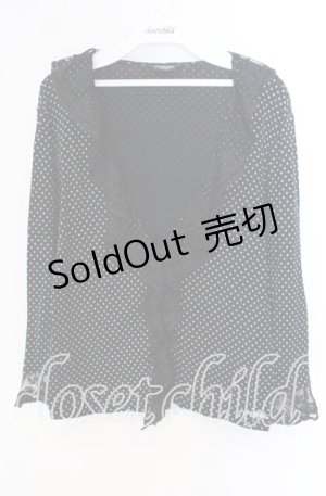画像: INGEBORG / レース襟付きドットカーディガン S クロ O-25-09-27-082-LO-TO-OW-OS