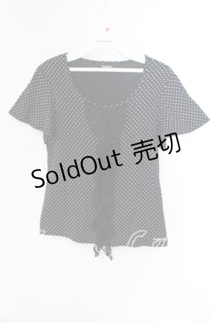 画像: INGEBORG / レース配色ドットカットソー S クロ O-25-09-27-083-LO-TO-OW-OS
