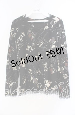 画像: INGEBORG / 総柄カットソー M クロ O-25-09-27-084-LO-TO-OW-OS