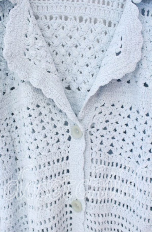 画像2: TOMATSU / 鍵編みマシュマロカーデ  サックス O-25-09-27-092-LO-TO-IG-OS (2)