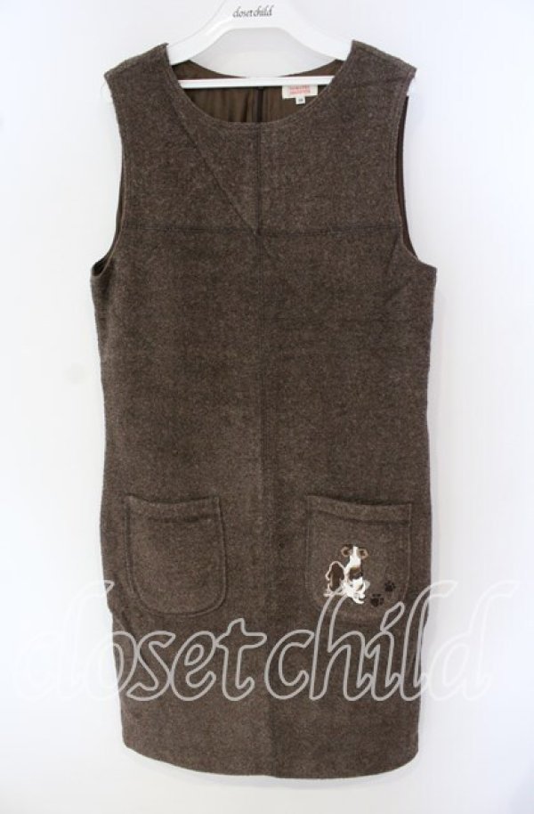 画像1: TOMATSU / いぬワッペンジャンパースカート 38 ブラウン O-25-09-27-095-LO-OP-IG-ZT378 (1)