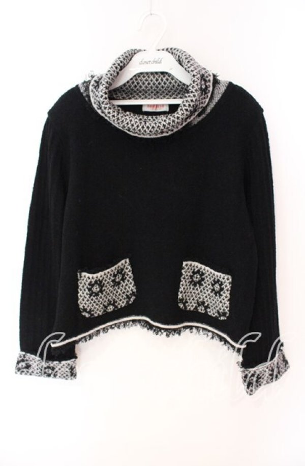 画像1: TOMATSU / 柄編みニット  クロ O-25-09-27-096-LO-TO-IG-ZT071 (1)