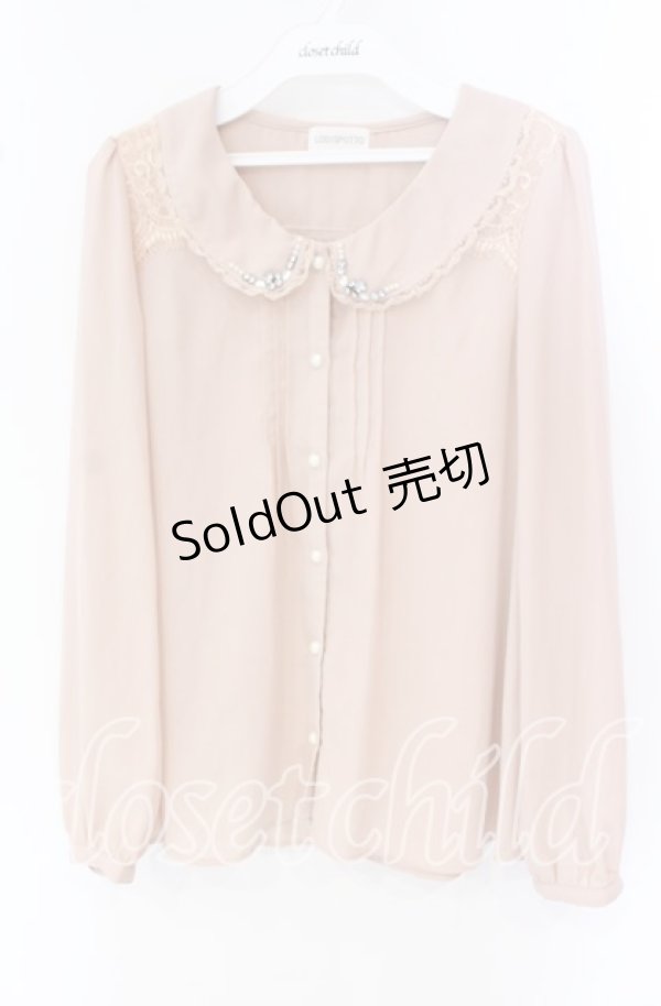 画像1: LODISPOTTO / ビジュー配色ブラウス M ベージュ O-25-09-27-101-LO-BL-OW-ZT372 (1)