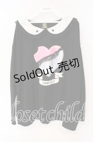 画像: LISTEN FLAVOR / Heart Chocolateレースカラーカットソー  ブラック O-25-09-27-105-PU-TO-OW-ZY