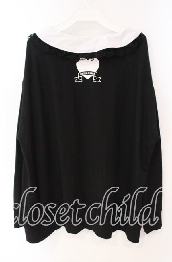 画像3: LISTEN FLAVOR / Heart Chocolateレースカラーカットソー  ブラック O-25-09-27-105-PU-TO-OW-ZY (3)