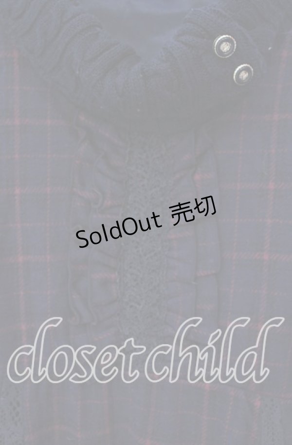 画像2: axes femme / チェック柄ハイネックニットワンピース M ネイビー O-25-09-27-024-AX-OP-OW-OS (2)