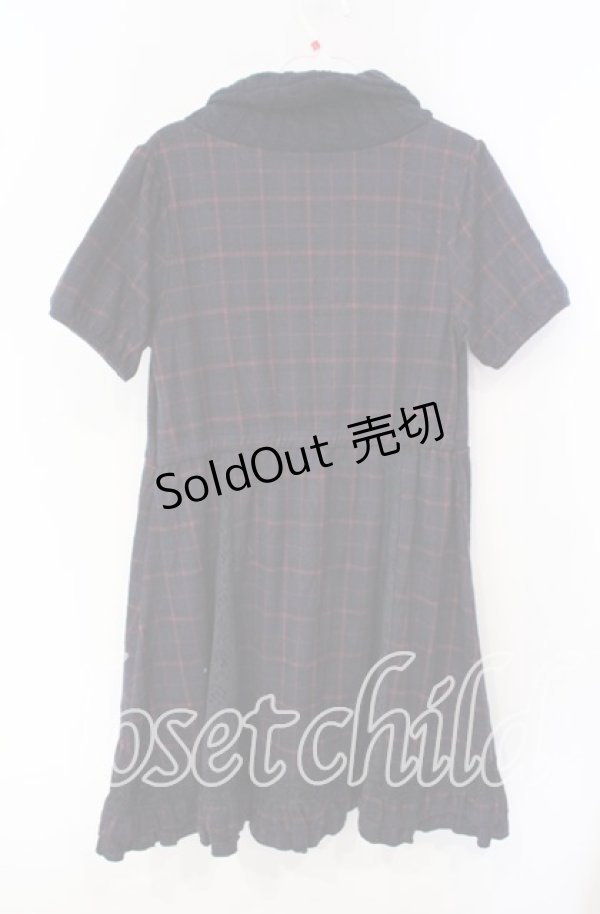 画像3: axes femme / チェック柄ハイネックニットワンピース M ネイビー O-25-09-27-024-AX-OP-OW-OS (3)