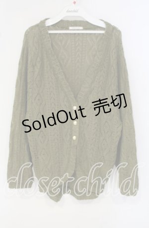 画像: axes femme / 起毛Vネックカーディガン M グリーン O-25-09-27-028-AX-TO-OW-OS