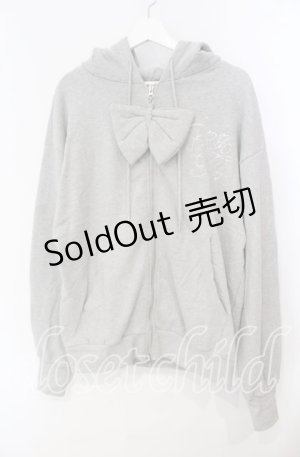 画像: lilLilly / CATリボンパーカー  グレー O-25-09-29-035-LO-TO-OW-ZT058