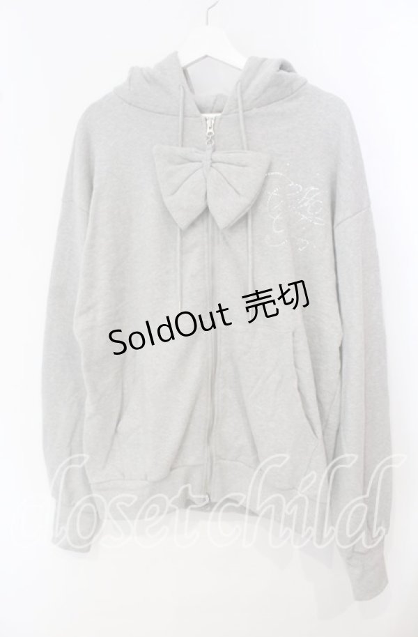 画像1: lilLilly / CATリボンパーカー  グレー O-25-09-29-035-LO-TO-OW-ZT058 (1)