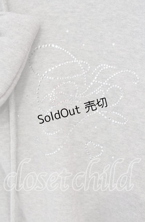画像2: lilLilly / CATリボンパーカー  グレー O-25-09-29-035-LO-TO-OW-ZT058 (2)