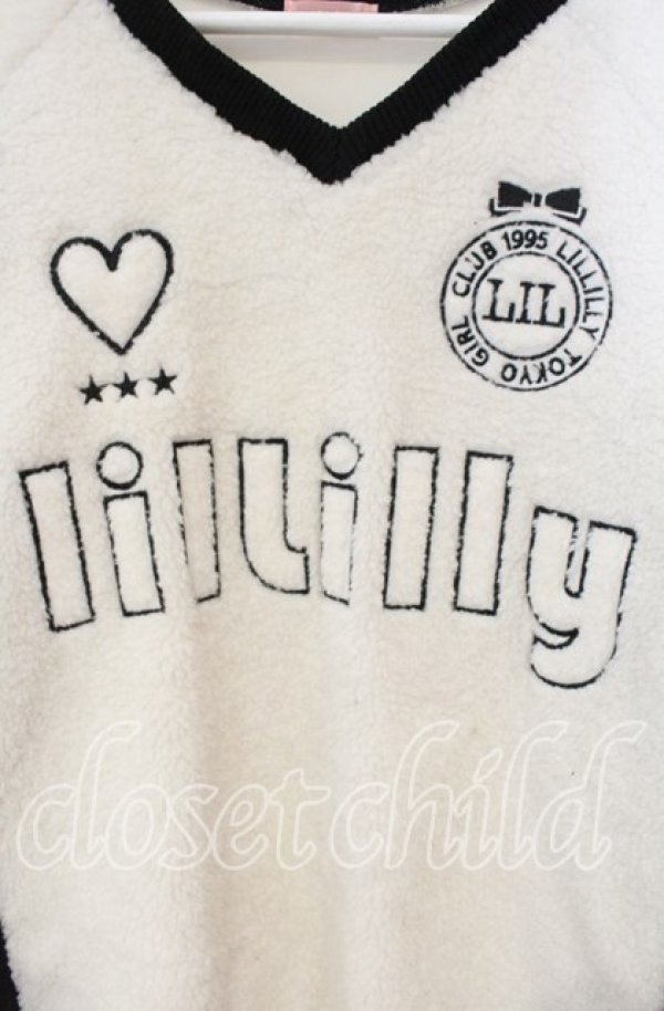 画像2: lilLilly / ユニフォームボアミニワンピース  アイボリー×クロ O-25-09-29-036-LO-OP-OW-ZT044 (2)