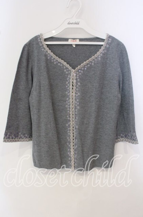 画像1: TOMATSU / スパンコールフラワーボレロ 38 グレー O-25-09-29-062-LO-TO-IG-ZT029 (1)