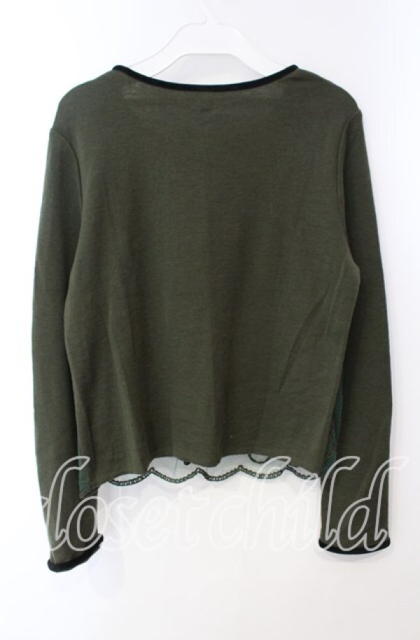 画像3: TOMATSU / ネットフラワーカットソー 38 グリーン O-25-09-29-064-LO-TO-IG-ZT103 (3)