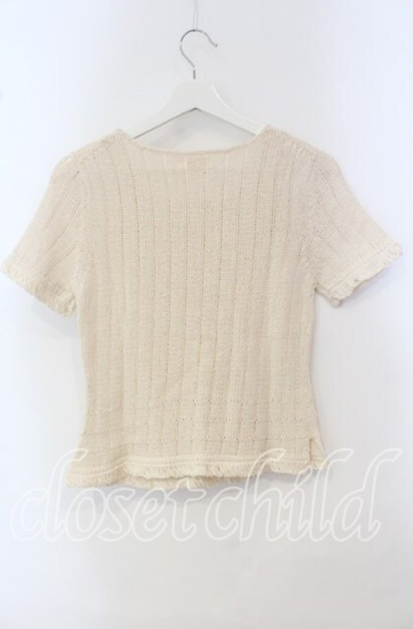 画像2: TOMATSU / フリンジ半袖ニット 38 アイボリー O-25-09-29-066-LO-TO-IG-ZT376 (2)