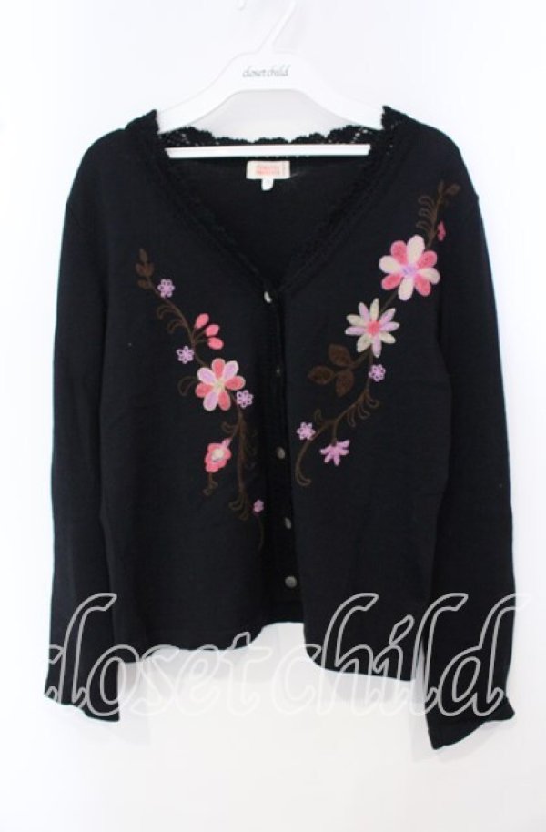 画像1: TOMATSU / フラワーカーディガン 38 ブラック O-25-09-29-067-LO-TO-IG-ZT105 (1)