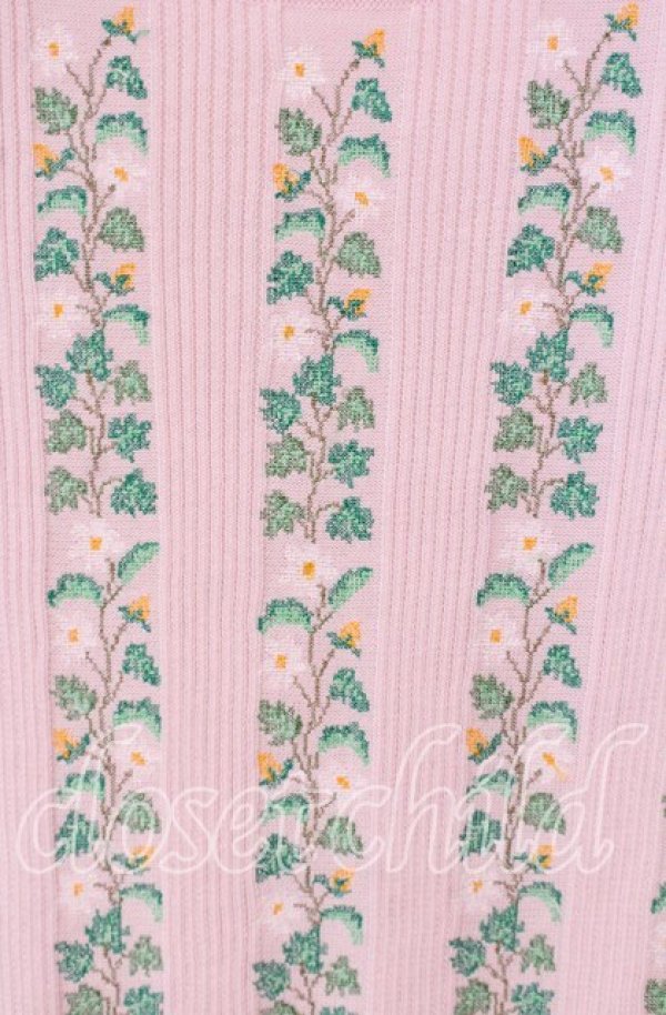 画像2: TOMATSU / フラワー柄ニット半袖  ピンク O-25-09-29-068-LO-TO-IG-OS (2)