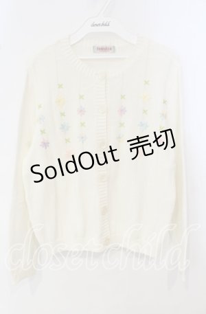 画像: TOMATSU / パステル刺繍カーディガン  アイボリー O-25-09-29-069-LO-TO-IG-OS