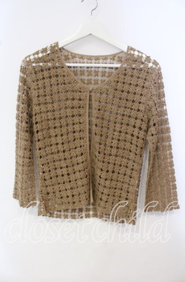 画像1: TOMATSU / フラワー編みボレロ  ブラウン O-25-09-29-070-LO-TO-IG-ZT381 (1)