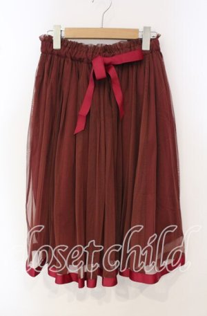 画像: F&A / リボンチュールスカート F ワイン O-25-09-29-088-LO-SK-OW-OS