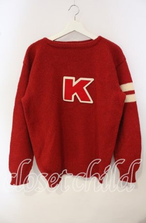 画像: MEN'S KANEKO ISAO / Kワッペンニット  レッド O-25-09-29-009-LO-TO-IG-OS