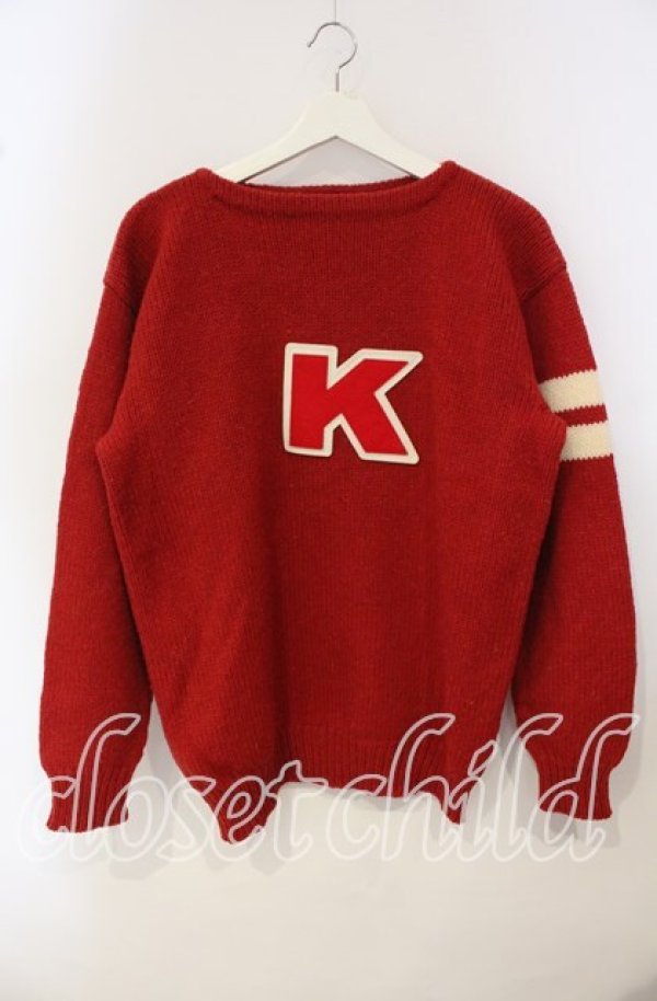 画像1: MEN'S KANEKO ISAO / Kワッペンニット  レッド O-25-09-29-009-LO-TO-IG-ZT079 (1)