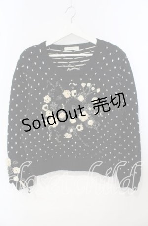画像: KANEKO ISAO / 薔薇モチーフニット  ブラック O-25-09-29-012-EL-TO-IG-OS