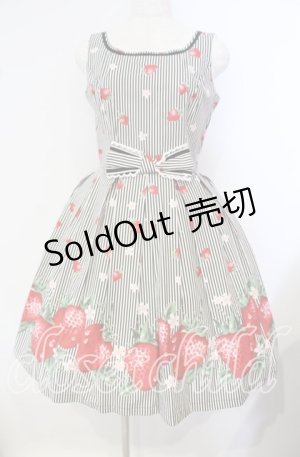 画像: Emily Temple cute / ストライプ苺ノースリーブワンピース  クロ O-25-09-29-017-ET-OP-OW-OS