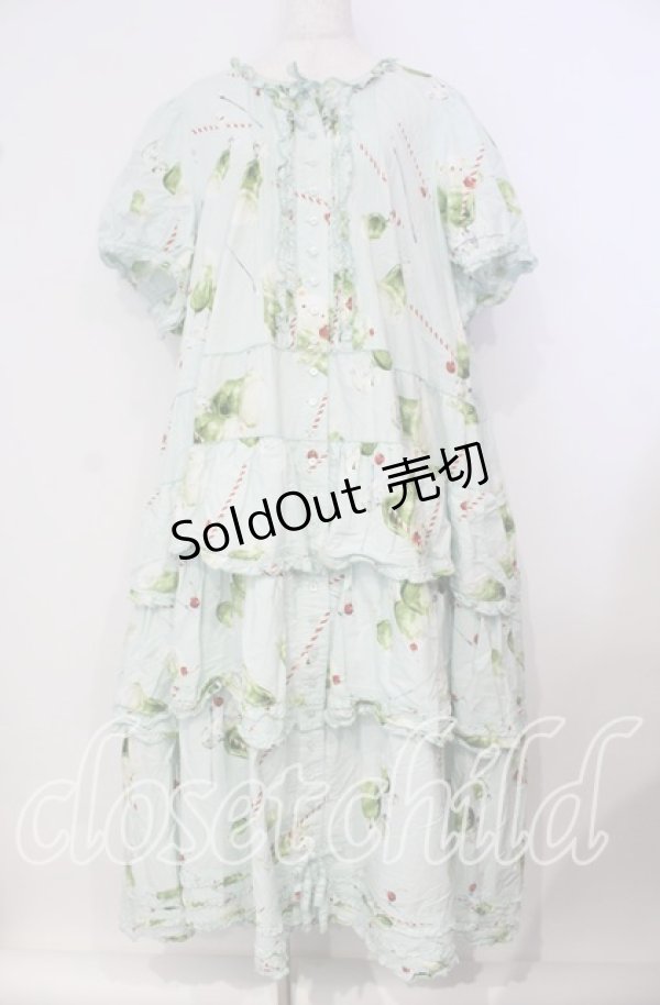 画像1: PINK HOUSE / クリームソーダプリントフリルワンピース【お直しあり】  ミント O-25-09-29-026-LO-OP-IG-OS (1)