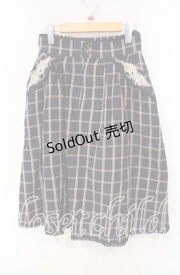画像1: 【SALE】axes femme / 薔薇レース使いチェックミディスカート M ネイビー O-25-09-30-032-AX-SK-OW-ZT015 (1)