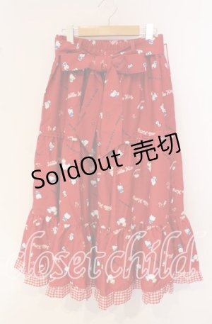 画像: axes femme / ハローキティプリントスカート  アカ O-25-09-30-041-AX-SK-IG-OS