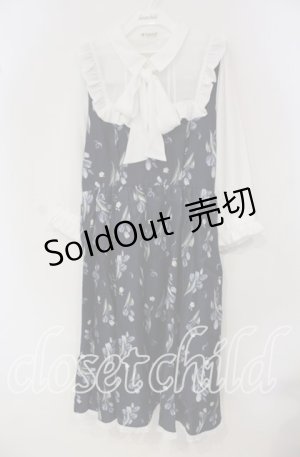 画像: axes femme / チューリップ柄リボンタイワンピース  ネイビー O-25-09-30-054-AX-OP-IG-OS