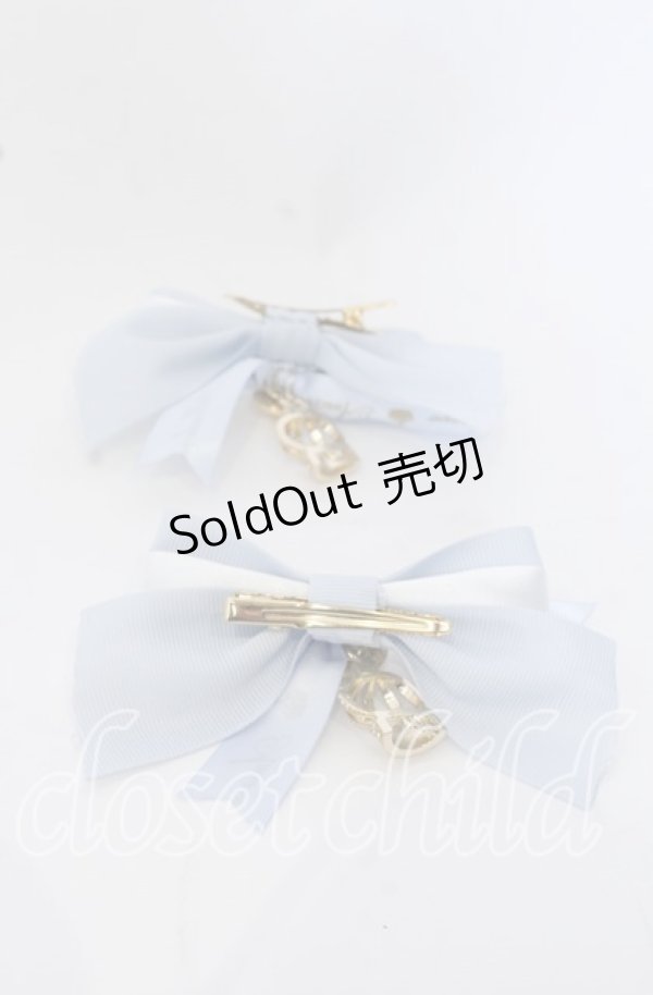 画像2: 【SALE】Amavel / Message Crownダブルリボンクリップ  サックス O-25-09-30-1058-CA-AC-OW-ZT168F006 (2)