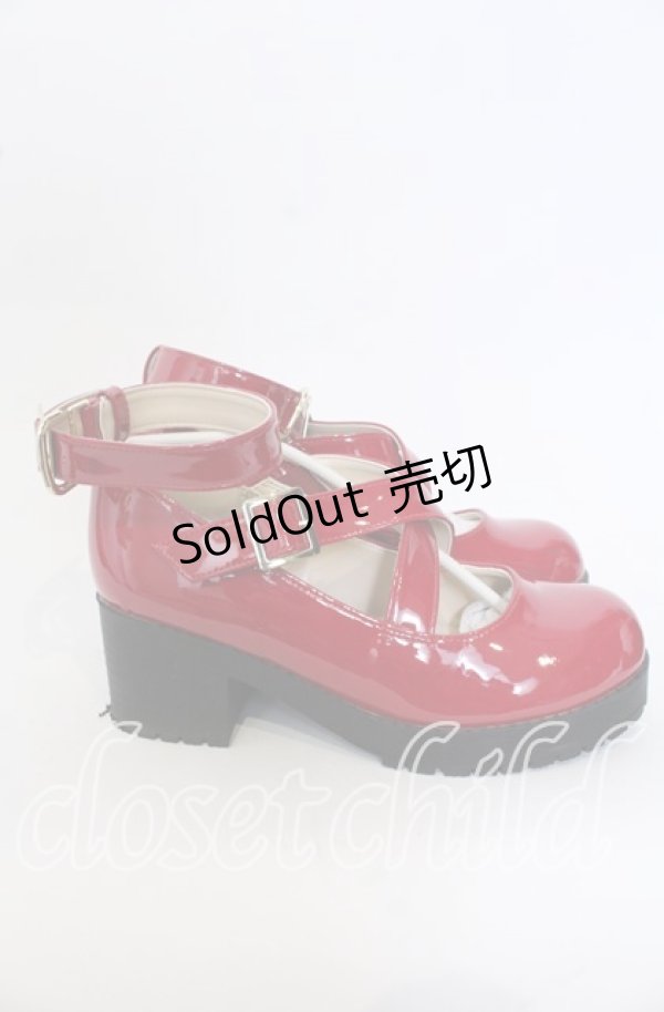 画像4: Amavel / リボン付クロス厚底パンプス M アカ O-25-09-30-1063-CA-SH-OW-ZT-K017 (4)