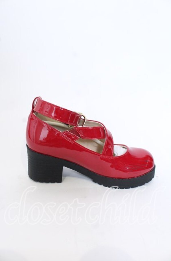 画像5: Amavel / リボン付クロス厚底パンプス M アカ O-25-09-30-1063-CA-SH-OW-ZT-K017 (5)