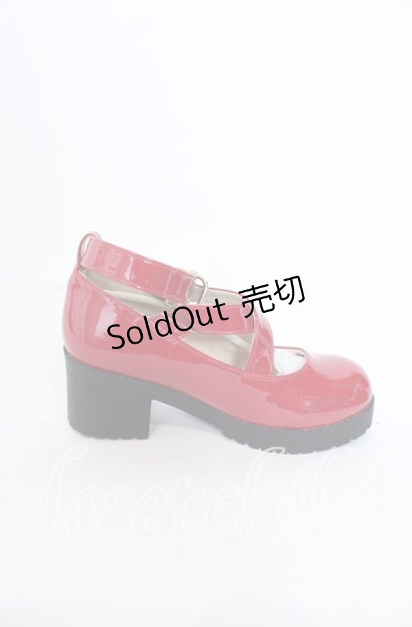 画像5: Amavel / リボン付クロス厚底パンプス M アカ O-25-09-30-1063-CA-SH-OW-ZT-K017 (5)