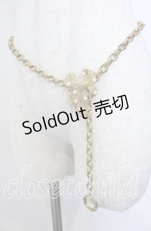 画像: INGEBORG / パールリボンチェーンベルト  ゴールド O-25-09-30-1079-LO-ZA-OW-OS
