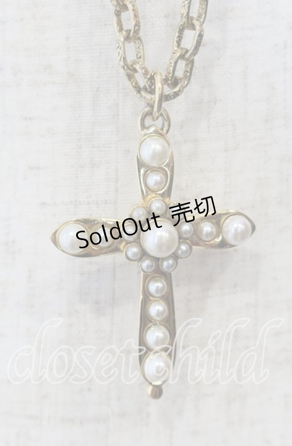 画像1: INGEBORG / パール十字架ネックレス  ゴールド O-25-09-30-1082-LO-AC-OW-ZT323 (1)