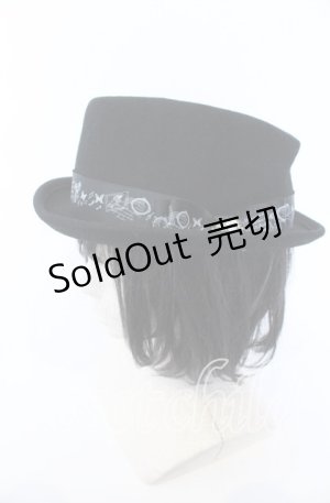 画像: axes femme / プリントリボンポークパイハット  クロ O-25-09-30-1026-AX-AC-IG-OS
