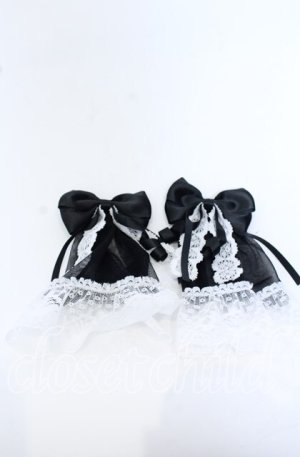 画像: 萬屋ヒツジ / チュール付きリボンクリップ  クロ×シロ O-25-09-30-1034-LO-AC-OW-ZT1003X