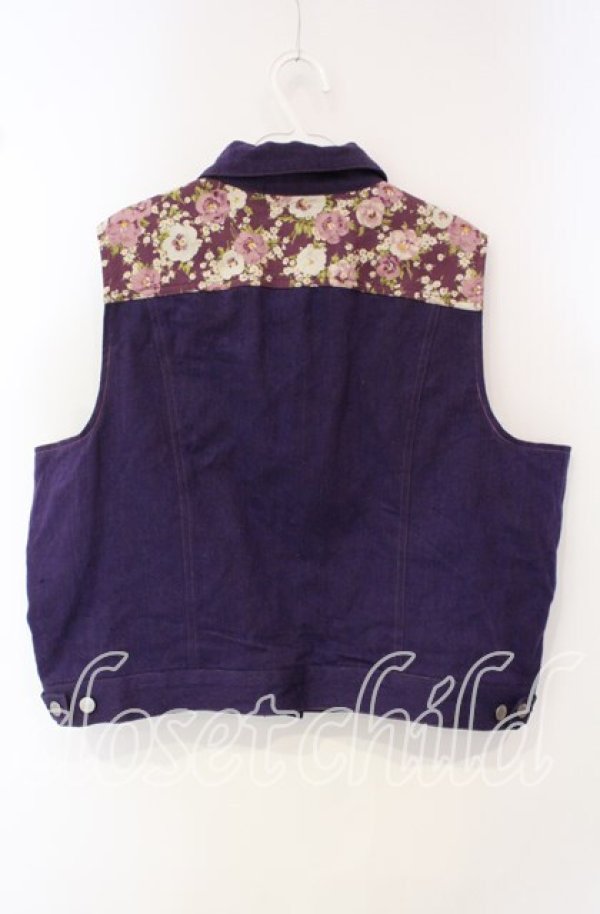 画像3: PINK HOUSE / パンジー刺繍デニムベスト【お直しあり】  パープル O-25-09-30-067-LO-TO-IG-ZT173 (3)