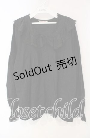 画像: WONDERFUL WORLD / 段々レースカラーブラウス  クロ O-25-09-30-072-LO-BL-IG-OS