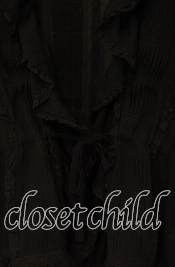 画像2: INGEBORG / レースタックシースルーカーディガン  クロ O-25-09-30-073-LO-TO-IG-ZT380 (2)